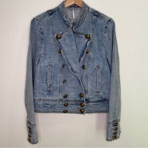 Free People Ferry Denim Jacket - Light Denim Blue